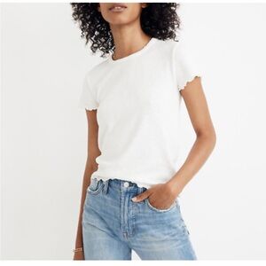 Like New Madewell Lettuce Sleeve Perfect White Tee - Small